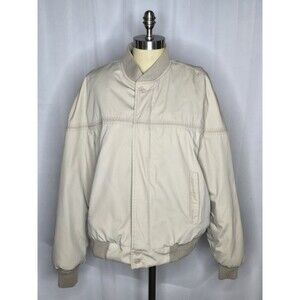 VTG Men's Sears Outerwear Beige Coat Jacket L Tan Quilted Double Front Pocket